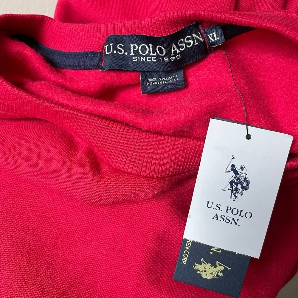 U.S. Polo Assn. Graphic Logo Red Long Sleeve Crewneck Fleece Sweater Men’s XL